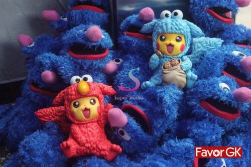 Elmo & Cookie Monster Cosplay Pikachu - Sesame Street Pokemon Resin Statue - Super Studio [Pre-Order] - Pokemon