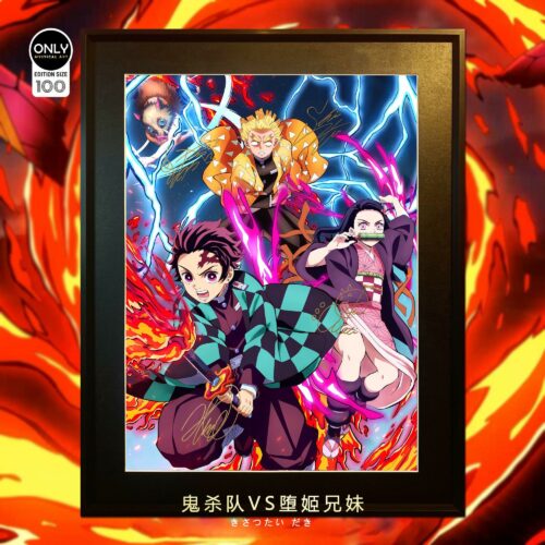 Decorative Paint of ‏Famous Scene Series Voice Actors's Signatures Demon Slayer Corps vs Gyutaro and Daki - Demon Slayer: Kimetsu no Yaiba Decorative Painting - Mystical Art Studios [Pre-Order] - Agatsuma Zenitsu, Demon Slayer: Kimetsu No Yaiba, Hashibira Inosuke, Kamado Nezuko, Kamado Tanjirou