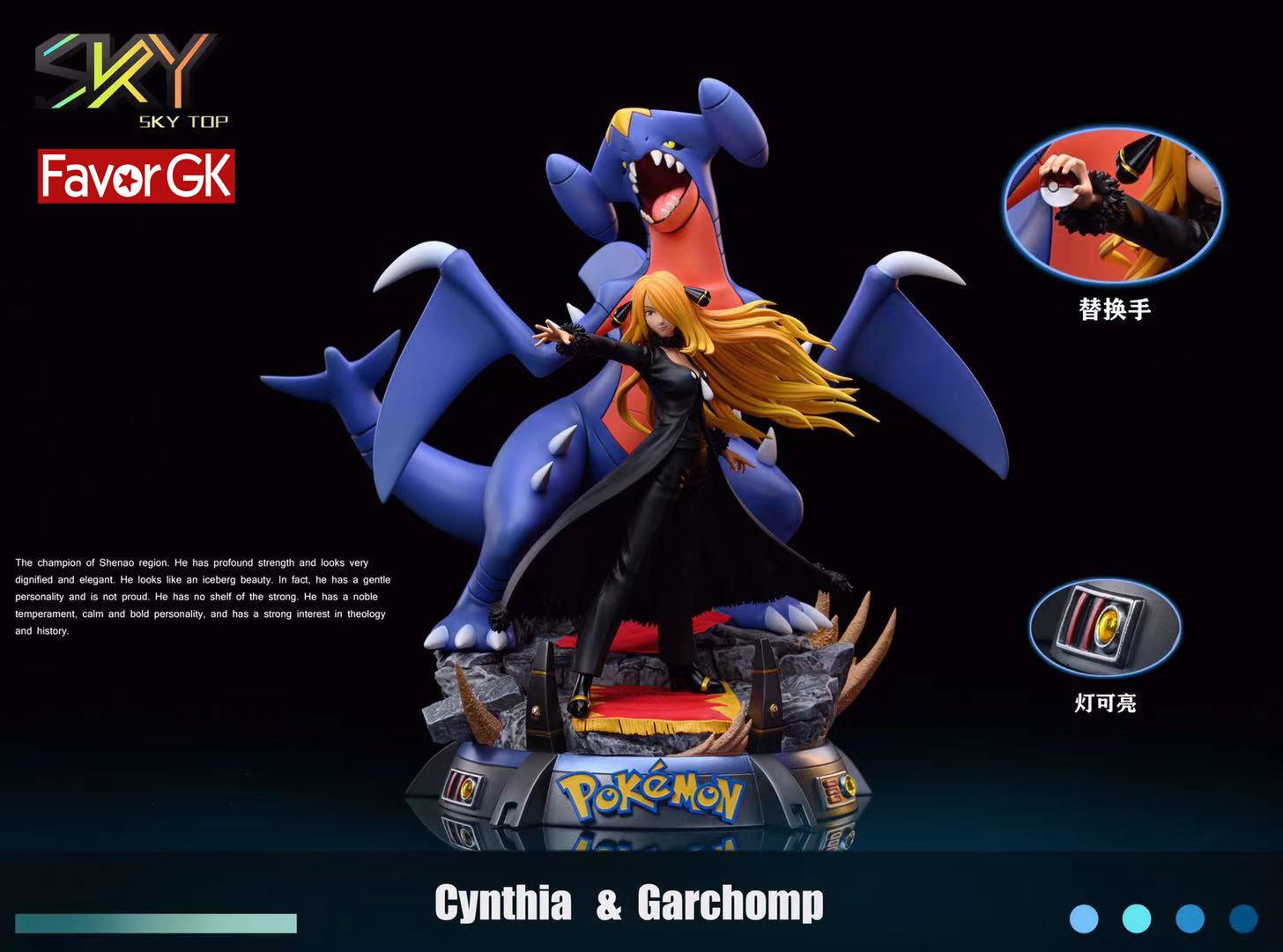 Cynthia & Garchomp Pokemon Resin Statue Sky Top Studio [In Stock]