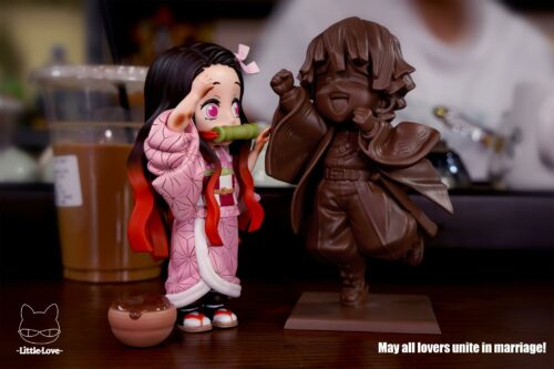 Nezuko Kamado with Chocolate Agatsuma Zenitsu - Demon Slayer: Kimetsu no Yaiba Resin Statue - Little Love Studios [In Stock] - Agatsuma Zenitsu, Demon Slayer: Kimetsu No Yaiba, Kamado Nezuko