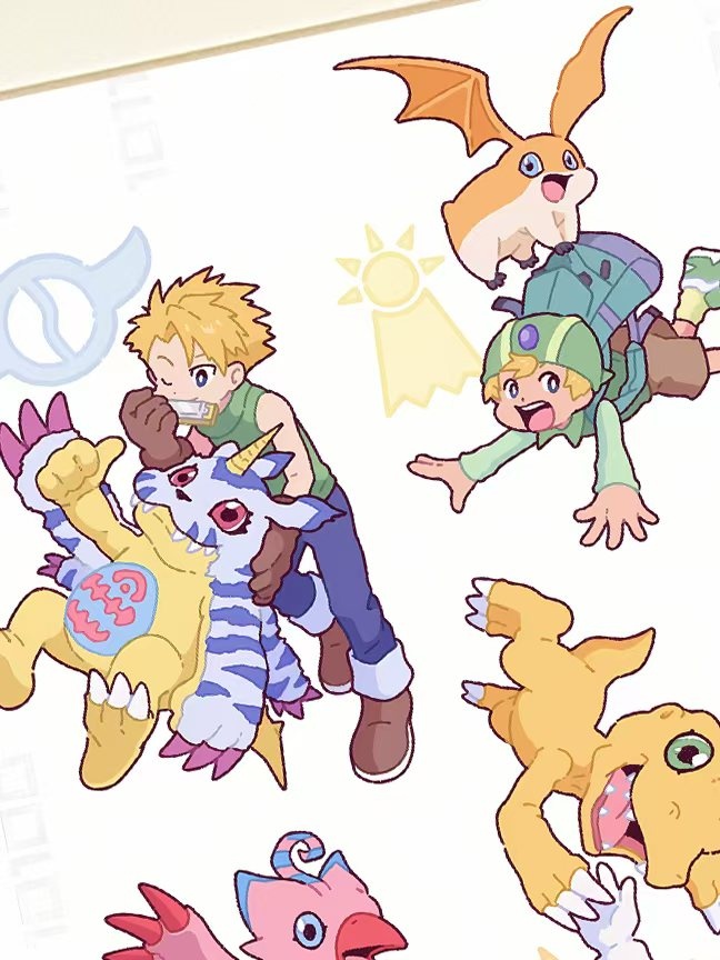 Main Characters of Digimon & Digimon Monsters & Digivice Decorative