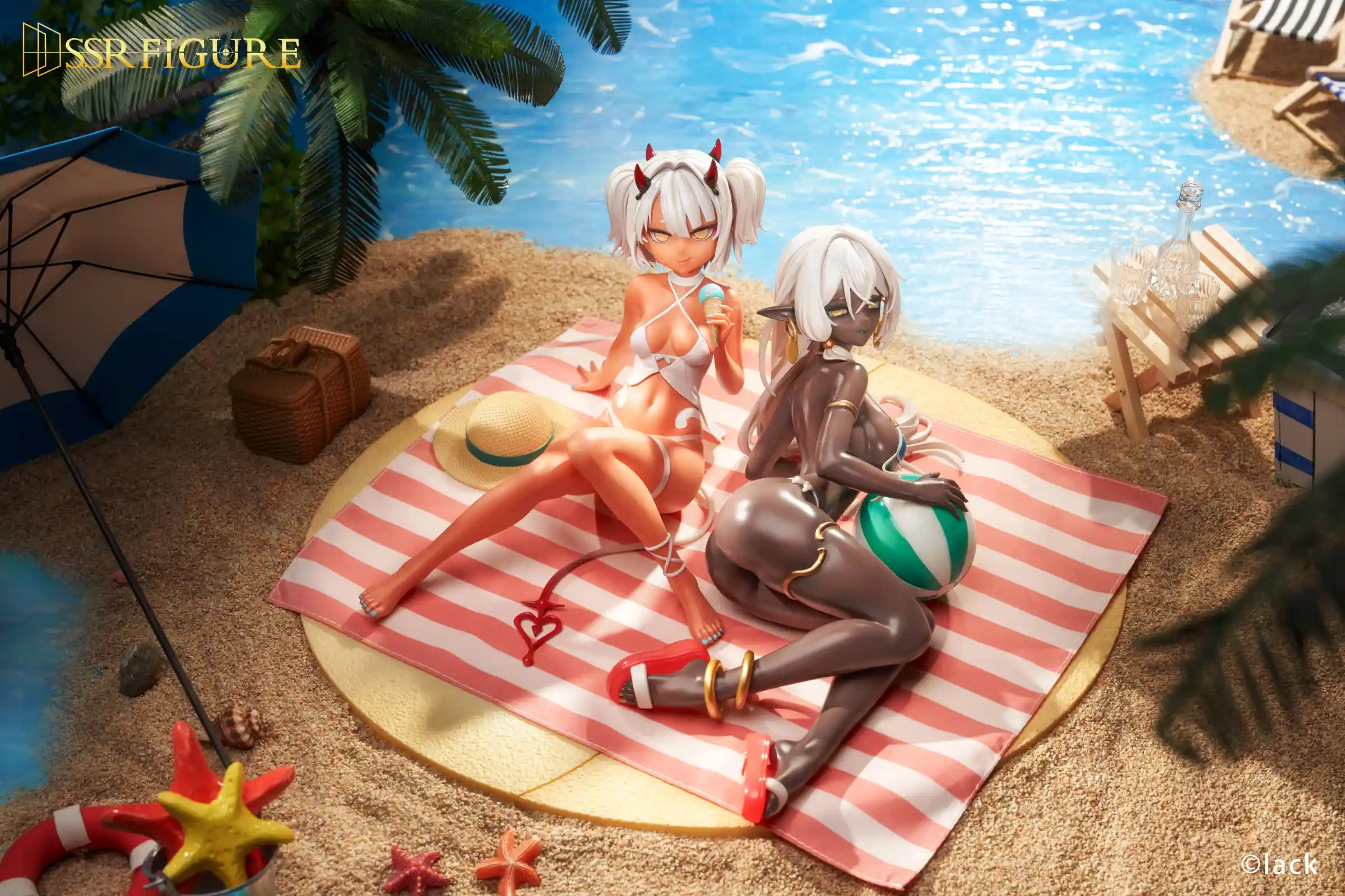 1/7 Scale Summer Ver. Caffeine-chan & Dark Elf Dancer - Original Design Official Statue - SSR-Figure