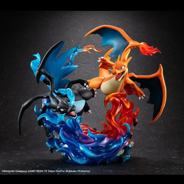 G.E.M. EX Series Special Collection Ver. Mega Charizard X & Mega Charizard Y - Pokemon Official Statue - MegaHouse - Image 1