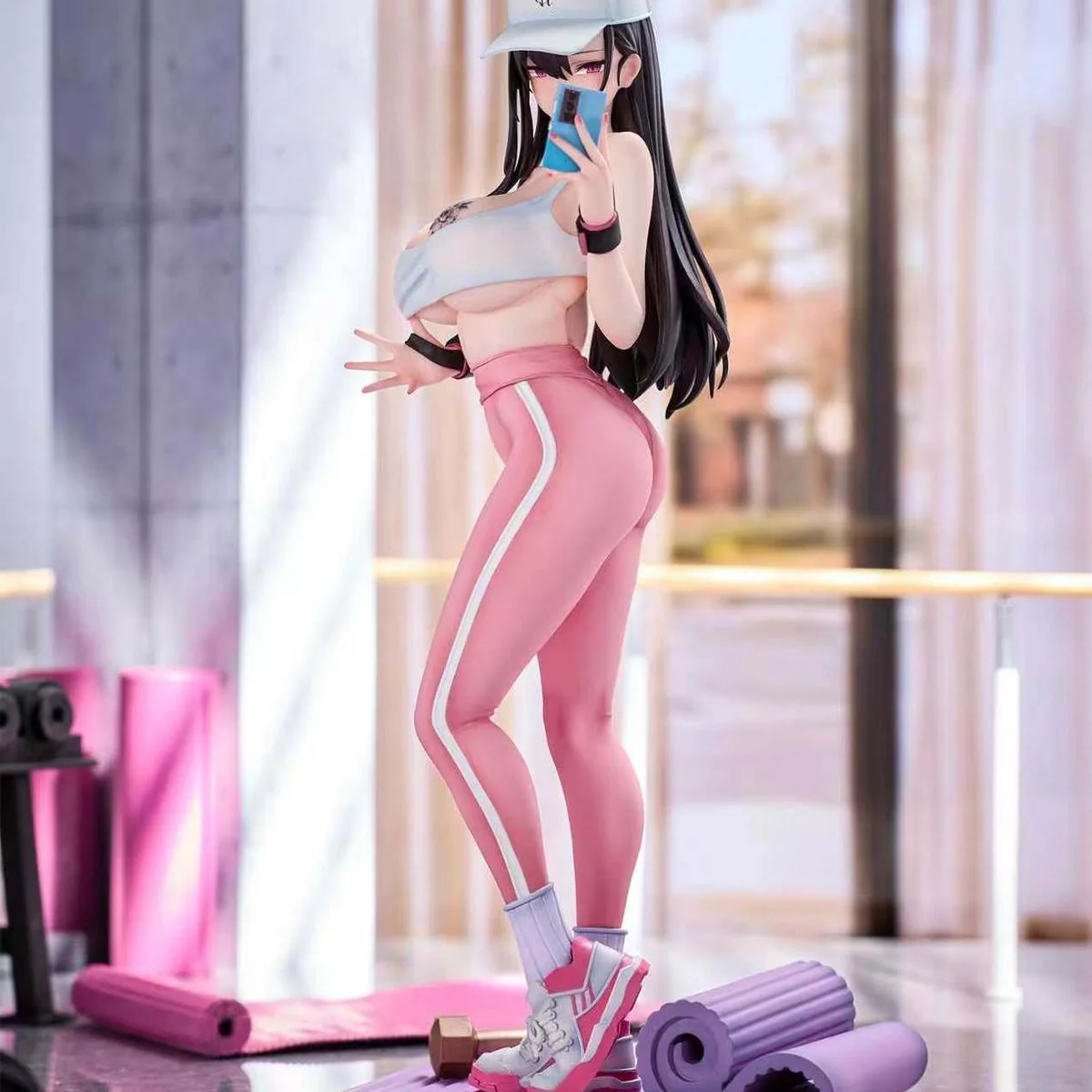 "Animester Studio's authentic 1/6 Dongtan 'Sweating Moment' fitness girl statue, a dynamic collectible showcasing athletic grace and exquisite detail."