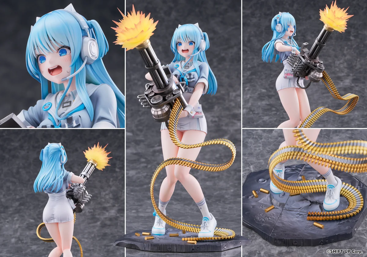 "Authentic 1/7 Shifty Official Statue from NIKKE, showcasing her dynamic sci-fi military aesthetic and intricate gear in stunning detail, a premium."