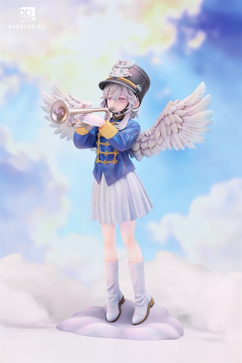 "Licensed Angel Feiqizi Limited Edition WeArtDoing PU resin statue, featuring ethereal beauty, flowing robes, intricate wings, and a celestial cloud."