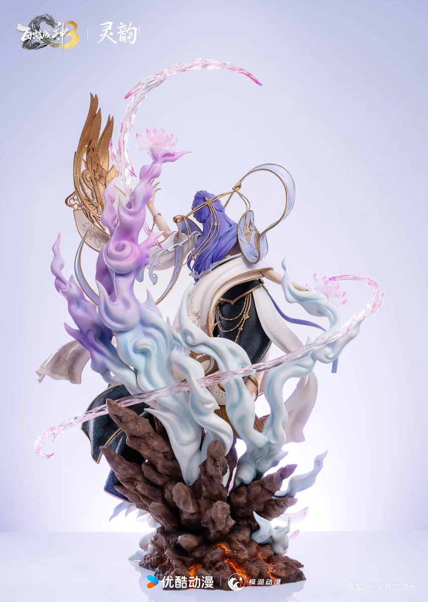 "Officially licensed Tian Qiong 1/4 scale Bailian Chengshen 3 statue: dynamic pose, celestial robes, intricate landscape base."