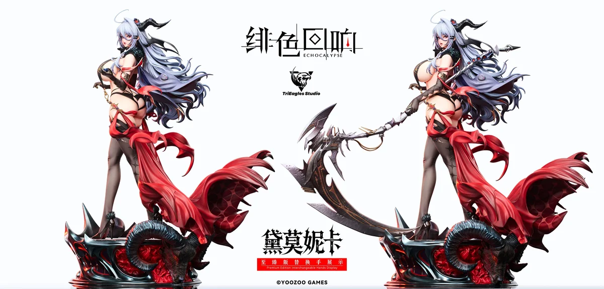 "Exquisite 1/4 scale Demonica Scarlet Echoes official statue by TES Studio, showcasing intricate gothic details and a powerful female figure."