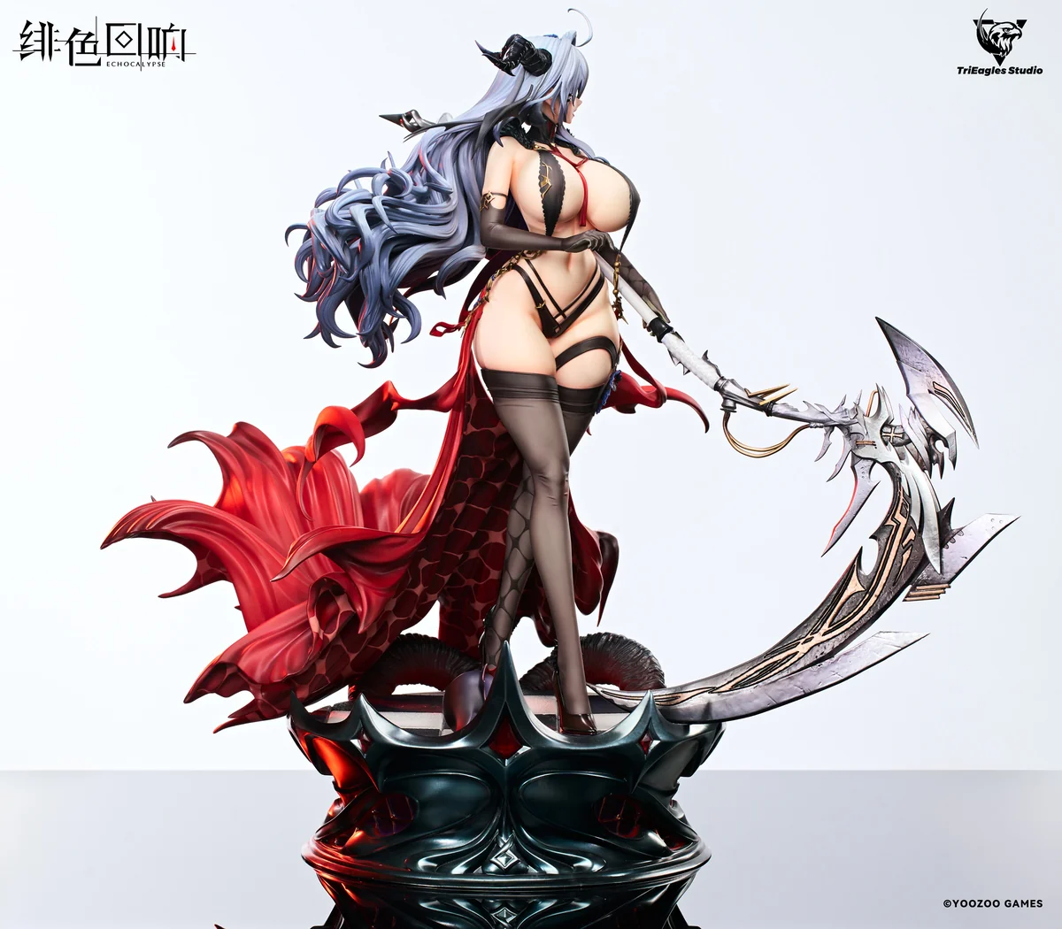 "Officially licensed Demonica Scarlet Echoes 1/4 scale TES Studio statue, highlighting exquisite gothic armor details and the powerful figure."