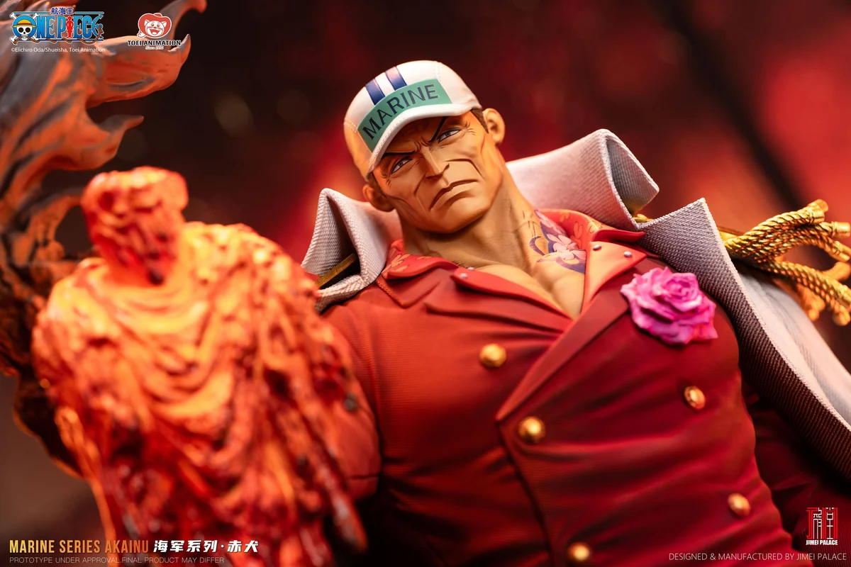 "Official One Piece Akainu Resonance Version A 1/6 statue, featuring dynamic magma abilities with intense LED-illuminated lava effects."
