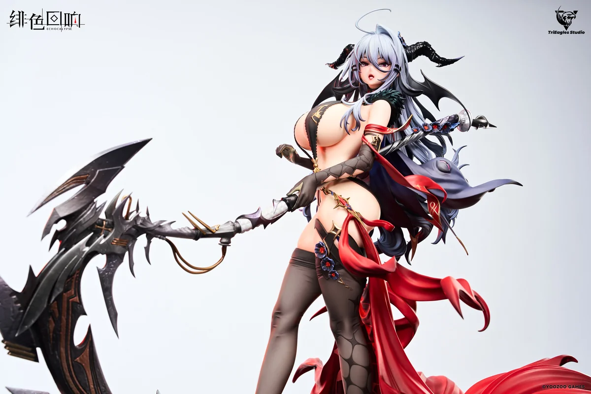 "Licensed Demonica Scarlet Echoes 1/4 Supreme Edition statue, a powerful dark fantasy collectible by TES Studio with gothic design."