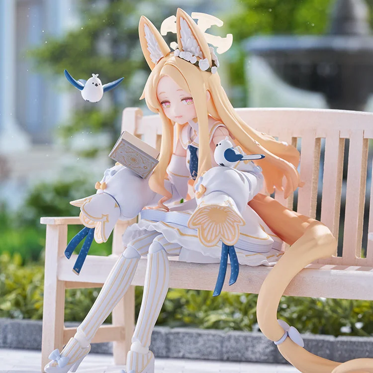 "Dynamic Yuri Saika figma from Blue Archive, shown from multiple angles, highlighting intricate school uniform details and versatile posing.ā