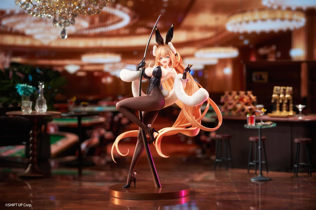 "Official Goddess of Victory: NIKKE Ruppee Luxury Bunny Figure 1/10 scale statue, exuding sophisticated allure."