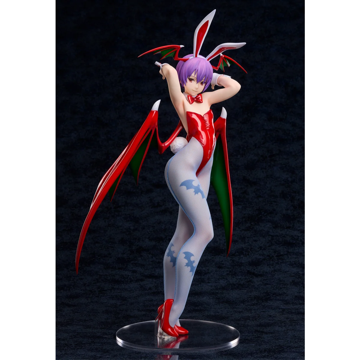"Exquisite 1/4 scale Darkstalkers Lilith bunny girl statue by Union Creative Studio, showcasing a seductive pose with intricate details."