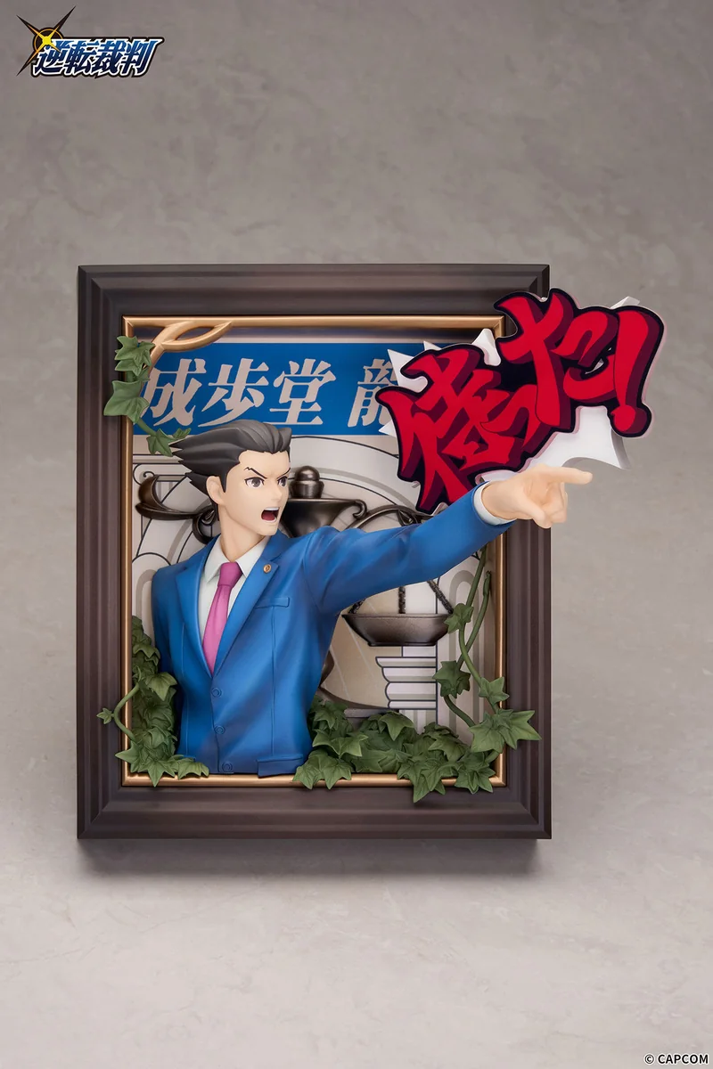 "Phoenix Wright Ace Attorney 3D Frame statue by APEX Studio, detailing its interactive multi-layered design, vivid sculpted figures."