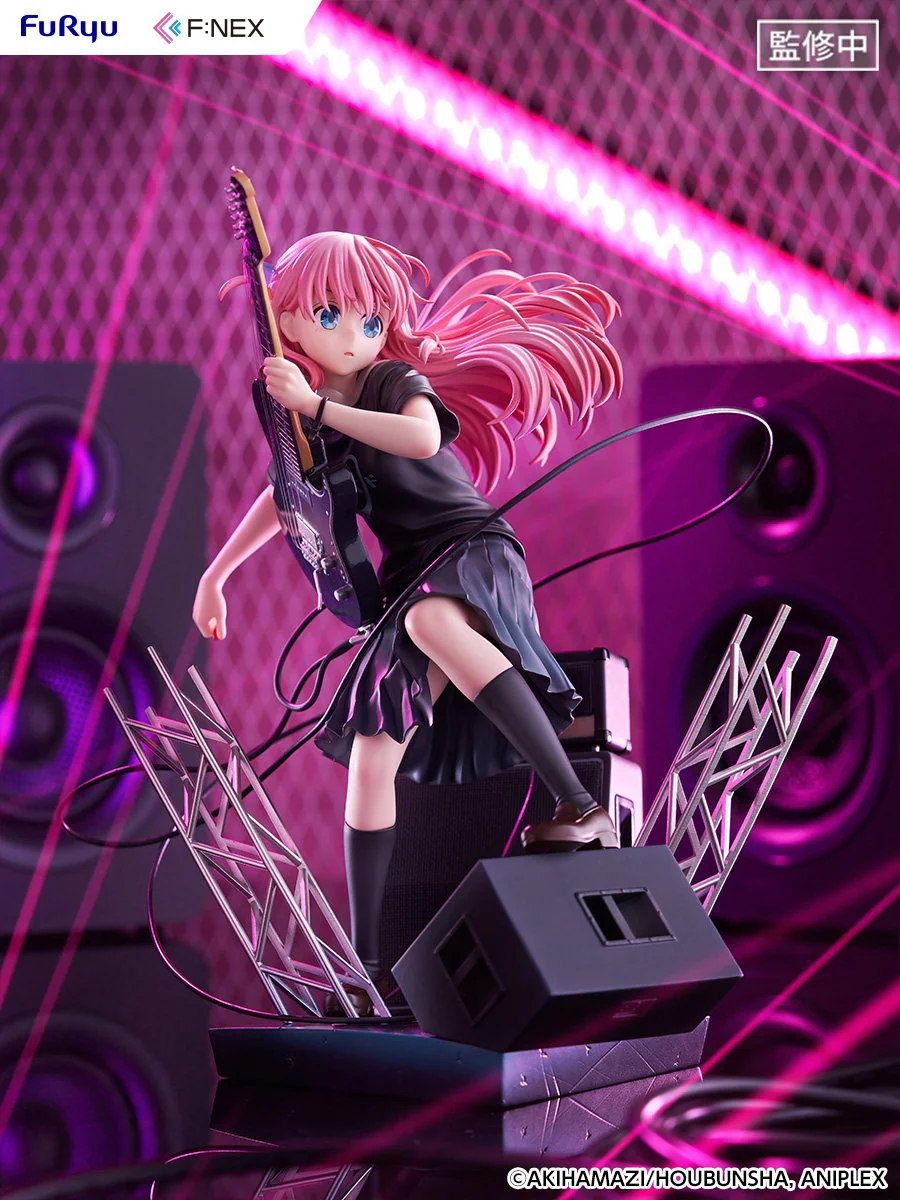 "Premium 1/7 Hitori Gotoh Bocchi the Rock figure, capturing her dynamic live guitar performance with vibrant detail and intense energy."