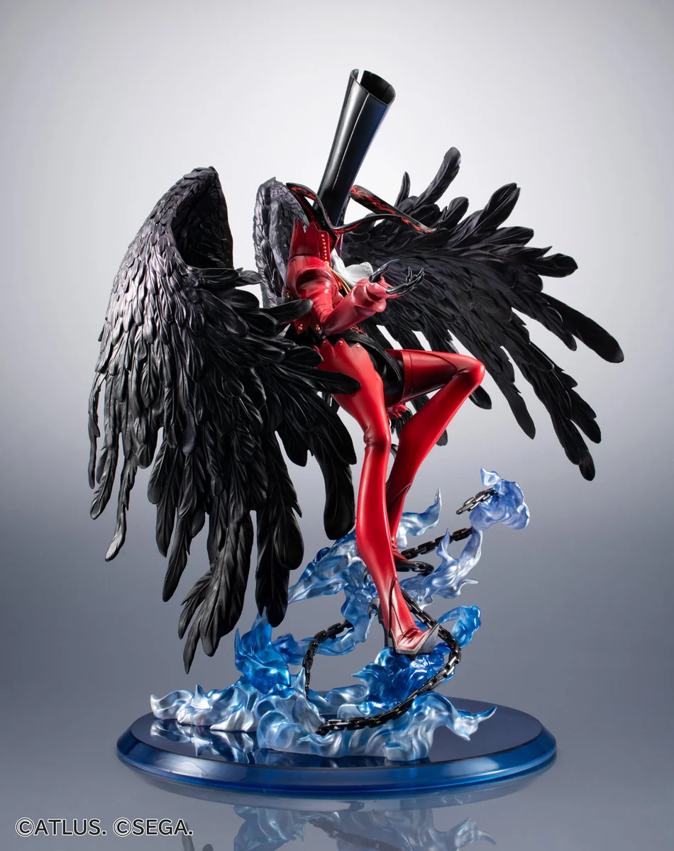 "Persona 5 Arsene figure. Premium, dynamic, highly detailed sculpt, viewed from multiple angles, emphasizing its imposing, mysterious presence."