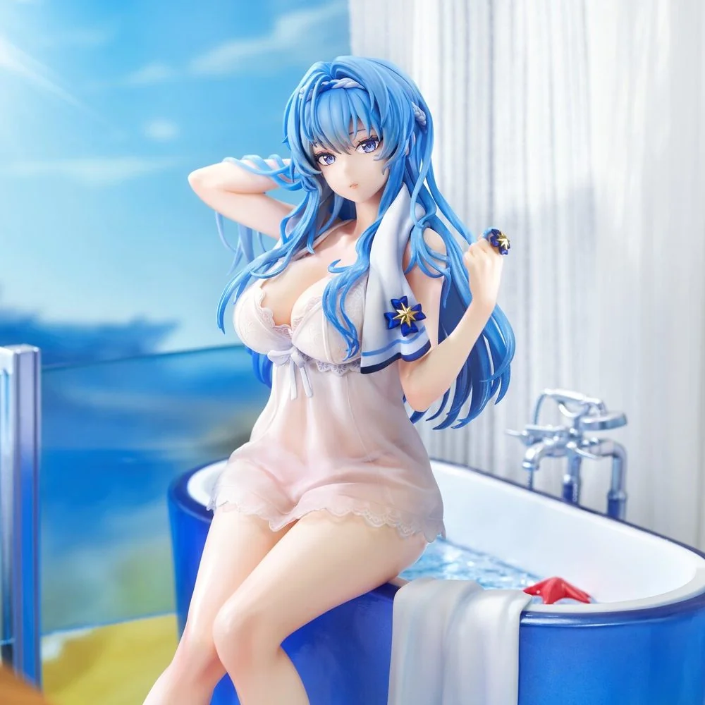 "Good Smile Company Nikke Helen "Post-Shower" figure showcasing delicate water effects and elegant pose from multiple angles."