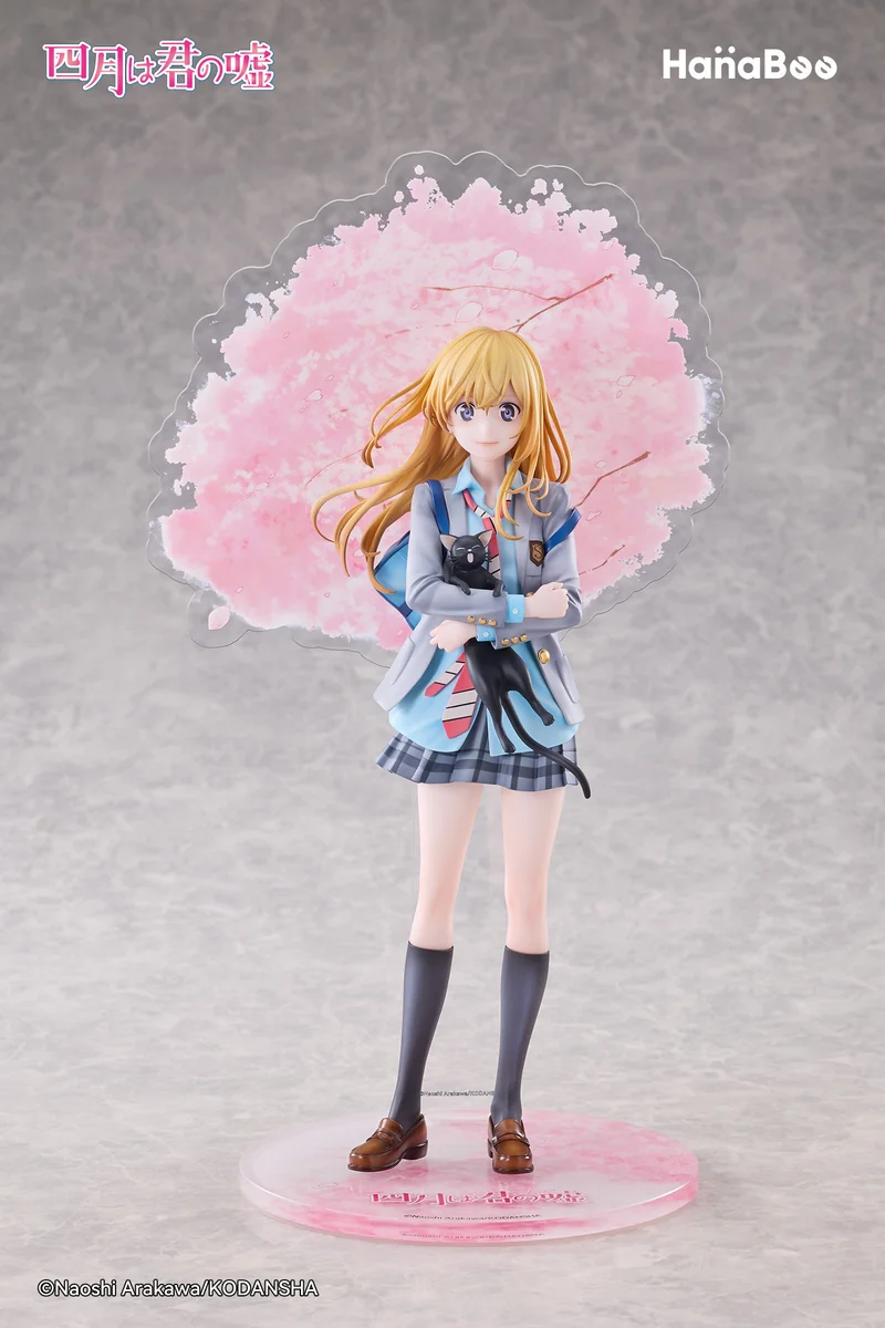 "Officially licensed Kaori Miyazono 1/6 scale statue, dynamically posed playing violin with vibrant detail from Your Lie in April."