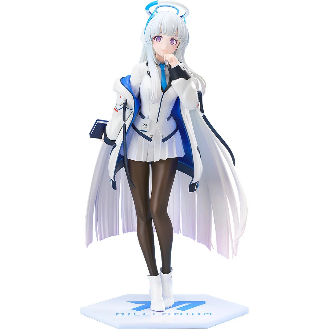 "Presenting the exquisite GSC Blue Archive Noa Ushio figure, elegantly posed amidst a detailed, scholarly library setting."