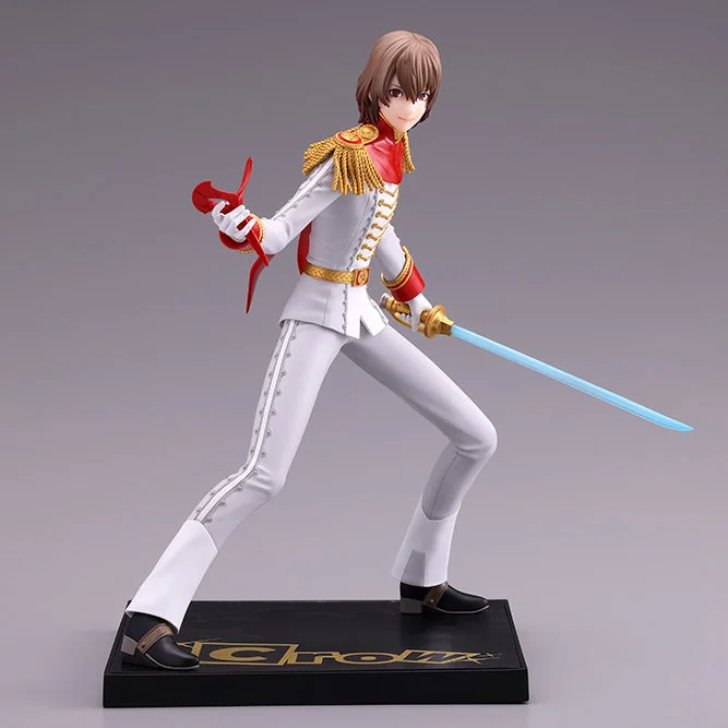 "Authentic Kotobukiya Persona 5 Crow figure showcased in a striking dynamic pose, revealing intricate costume details and a stylish dark aesthetic."