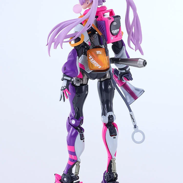 "MOTORED CYBORG RUNNER SSX-155c 'POP TRACKER' figure. Dynamic, premium, intricate details, vibrant cyberpunk, shown from all angles."