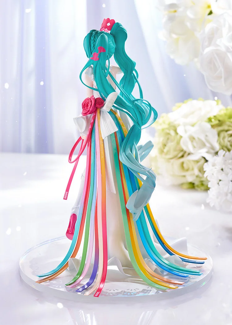 "Iconic Racing Miku 15th Anniversary 'Rhapsody' Vocaloid statue. Dynamic racing theme, vibrant colors, intricate futuristic details, multiple angles."
