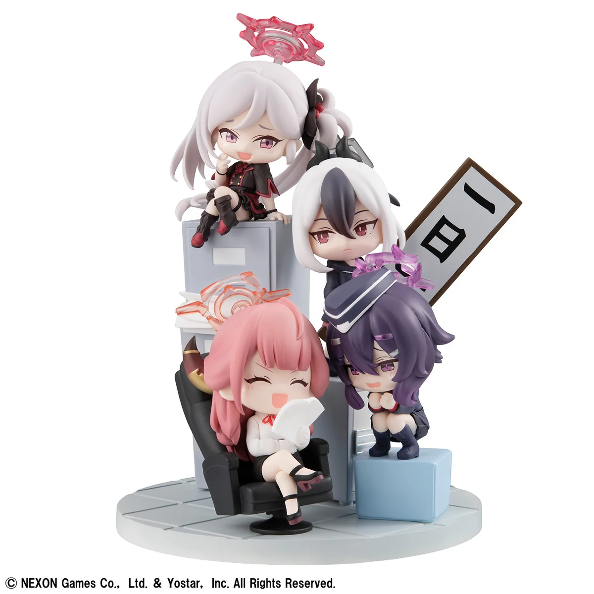 "Premium MegaHouse Blue Archive Handy Work 68 Special Edition statue, showcasing iconic characters in a dynamic, vibrant group pose with intricate."