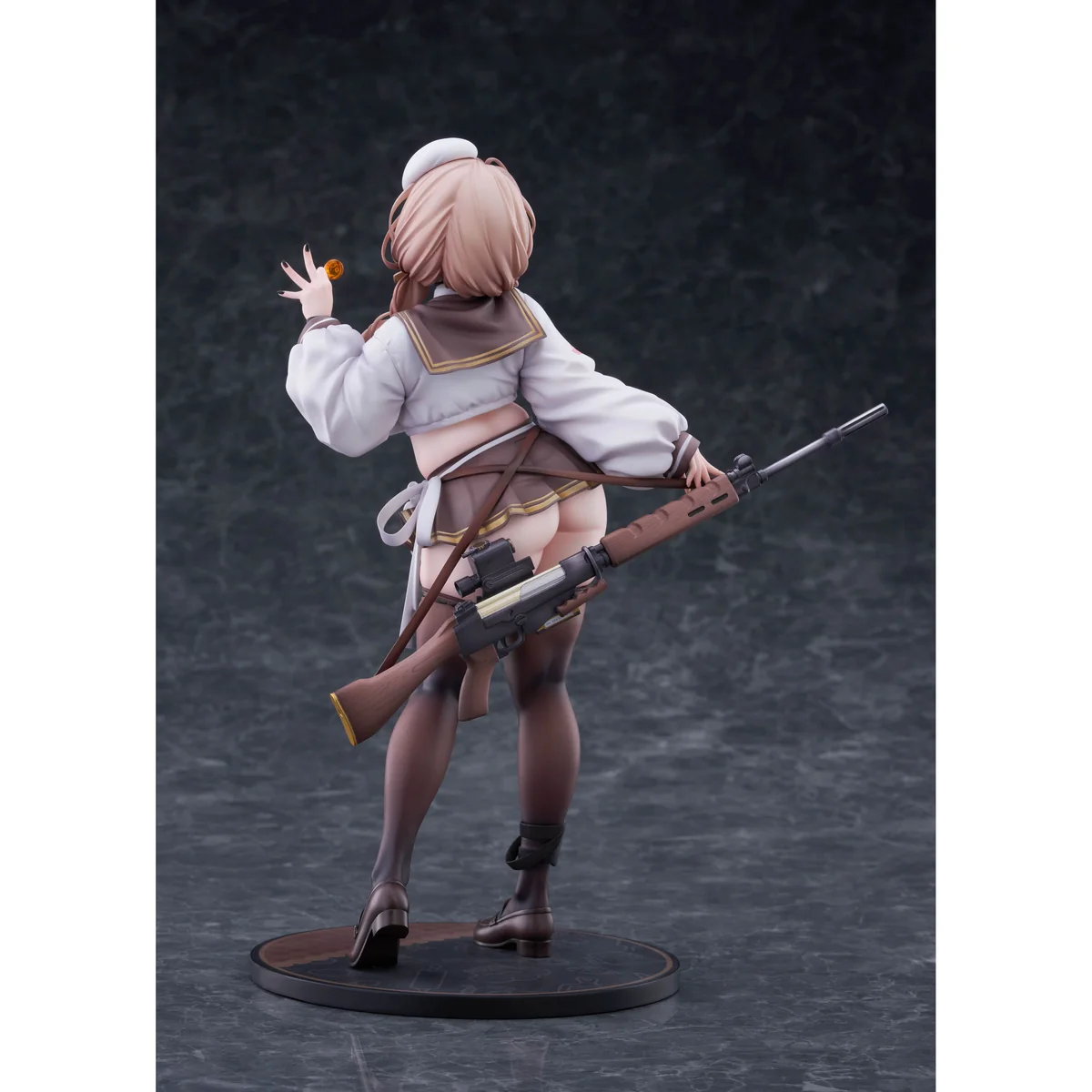 "Dynamic 1/7 scale NIKKE Blade figure by Claynel Studio, presented from multiple angles. Observe her intricate sci-fi tactical gear and intense battle."