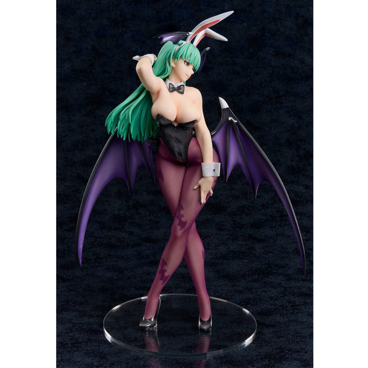 "Stunning Morrigan B-style bunny girl Darkstalkers statue by Union Creative Studio, captured from multiple angles, revealing intricate sculpting and."