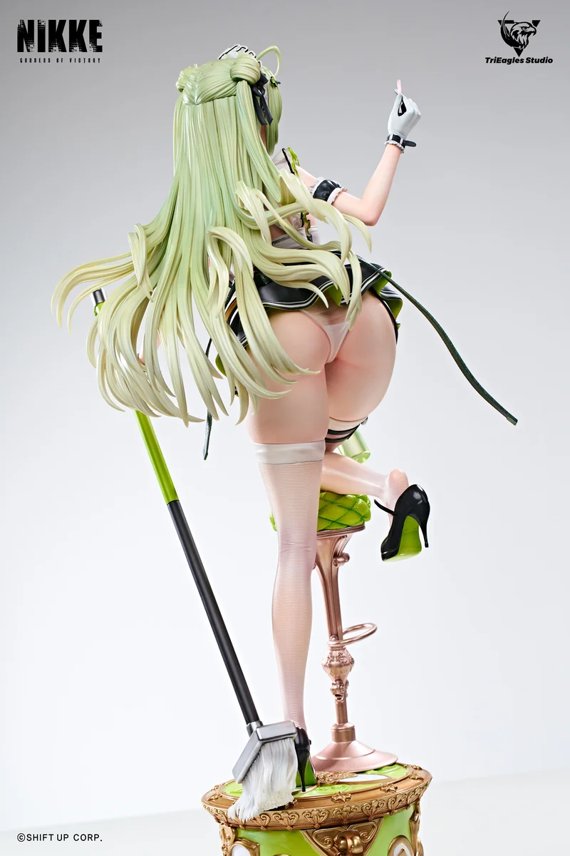 "Multiple dynamic angles of the officially licensed 1/4 NIKKE SODA Statue by TES Studio, showcasing meticulous sculptural details and its striking."
