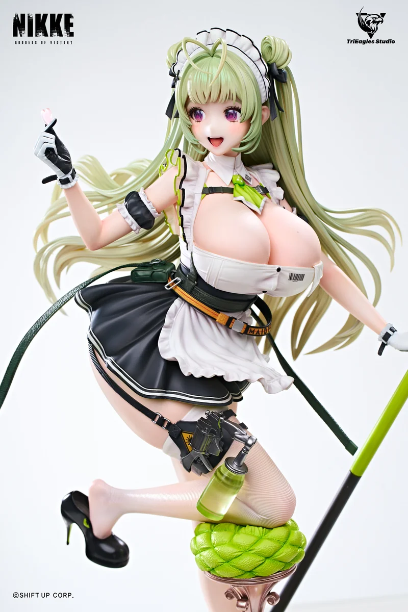 "Multiple angles of the officially licensed 1/4 NIKKE SODA Statue by TES Studio, revealing exquisite sculptural details and its dynamic, premium."