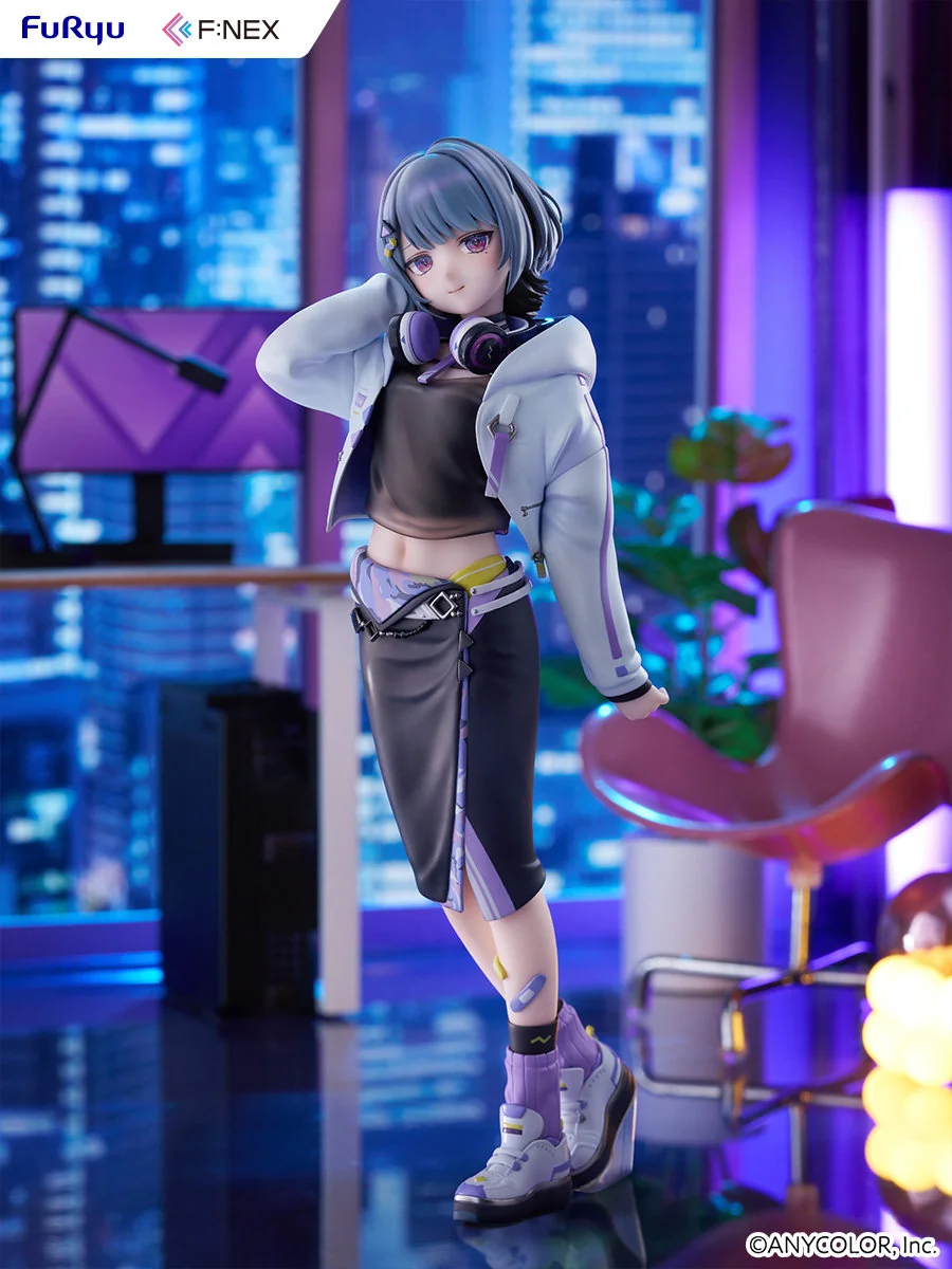 "Authentic Nijisanji Koshimizu To 1/7 scale figure, dynamically posed in her vibrant school uniform with a charming idol expression."