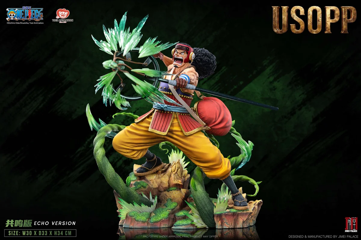 "Premium 1/6 Usopp One Piece official resin statue gallery, highlighting dynamic action, vibrant details, and exquisite sculpture from all angles."