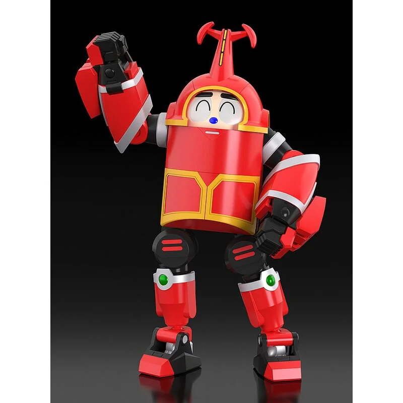 "Discover the MODEROID Kabutack model kit's vibrant colors, articulated design, and transforming features, detailed from multiple playful angles."