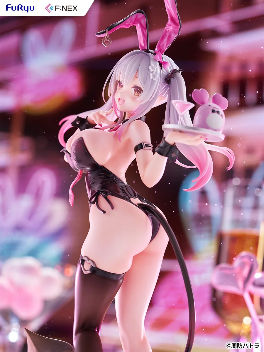 "Official 1/6 Suou Patra Bunny Girl figure by F:NEX. Detailed gallery shows dynamic pose, intricate sculpt, and vibrant personality from all angles."