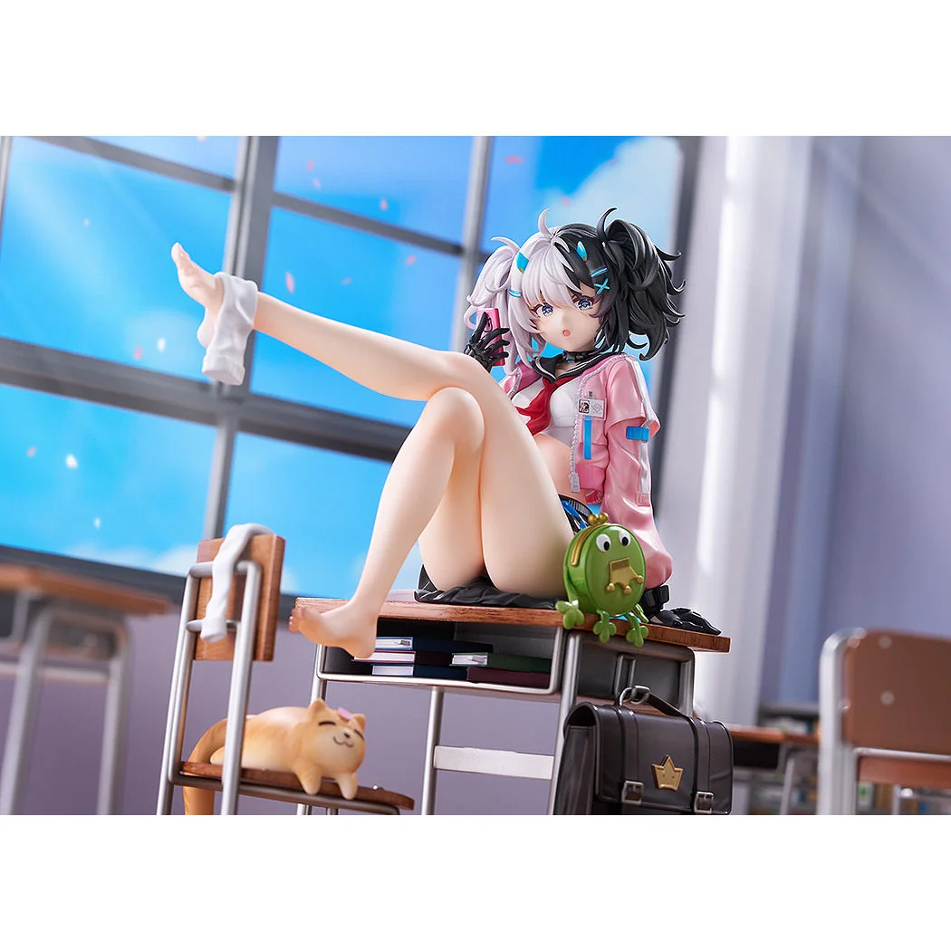 "Snowbreak Ichel 'Late Bloom' figure gallery: exquisite sculpt details, dynamic pose, flowing elements, and intricate floral base from all angles."
