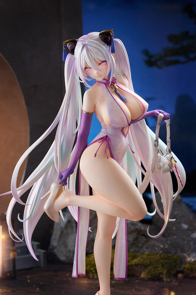 "Exquisite Azur Lane Kearsarge Springtime Figure. Dynamic pose, intricate attire, cherry blossom base, vibrant sculpted details from all angles."
