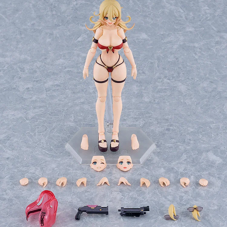"Dynamic main image of the movable Veronica figma figure in her Sweetheart Swimsuit, ready for versatile, playful summer beach poses. Highly articulat."