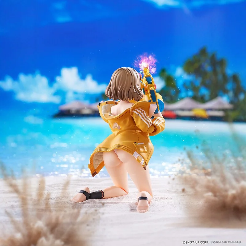 "Anis figma NIKKE Sparkling Summer swimsuit figure. Dynamic and poseable, angles reveal vibrant beach fun and intricate sculpted details."