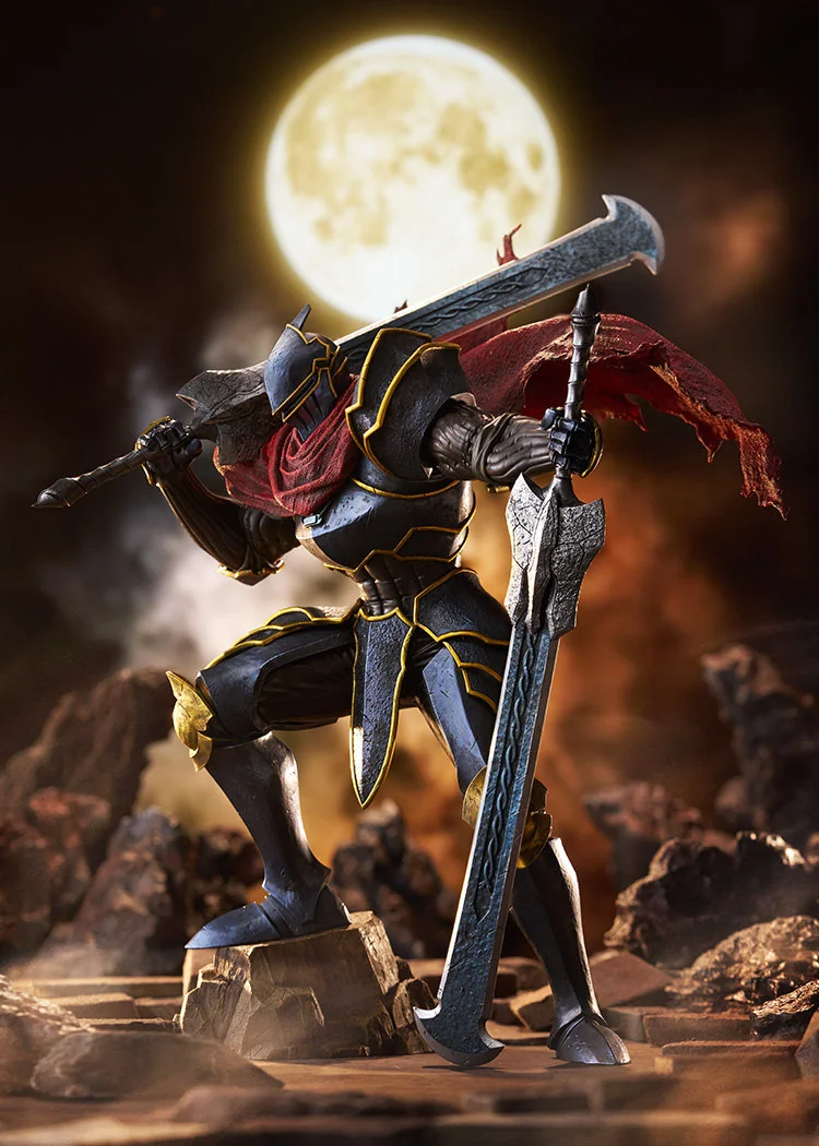 "Iconic Overlord Momon Dark Warrior POP UP PARADE SP statue, a dynamic GSC collectible showcasing the imposing armored hero and intricate weaponry."