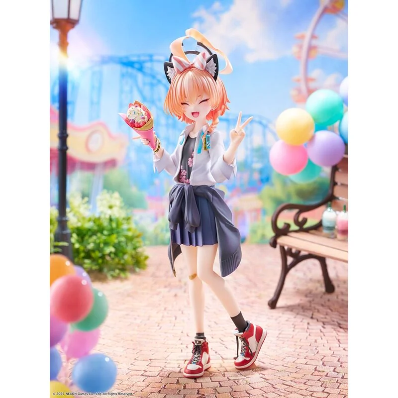 "Vibrant Nonomi Blue Archive figure from WINGS inc., dynamically posed in her iconic Memory Lobby uniform, radiating cheer."