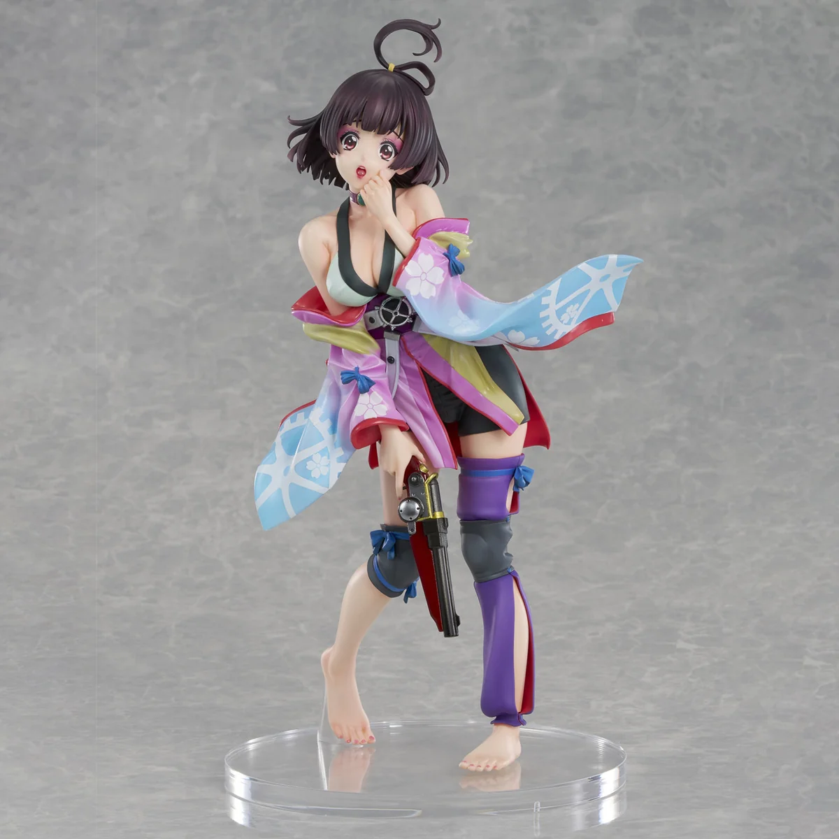 "Exquisite Mumei figure from Kabaneri of the Iron Fortress by Union Creative Studio. Features a dynamic pose, flowing attire, and delicate petal effec."