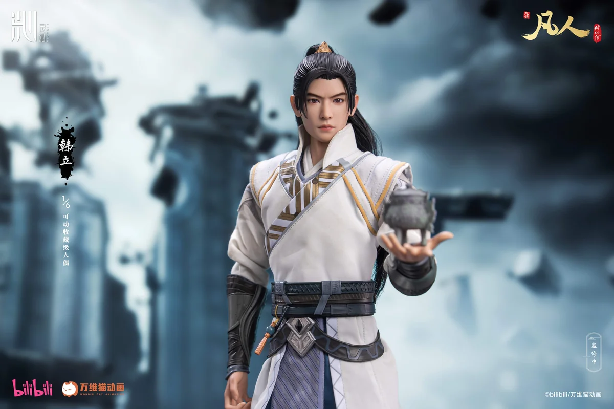 "Officially licensed 1/6 Han Li figure, highly articulated in dynamic Void Palace Battle Attire. A premium statue of the formidable martial arts."