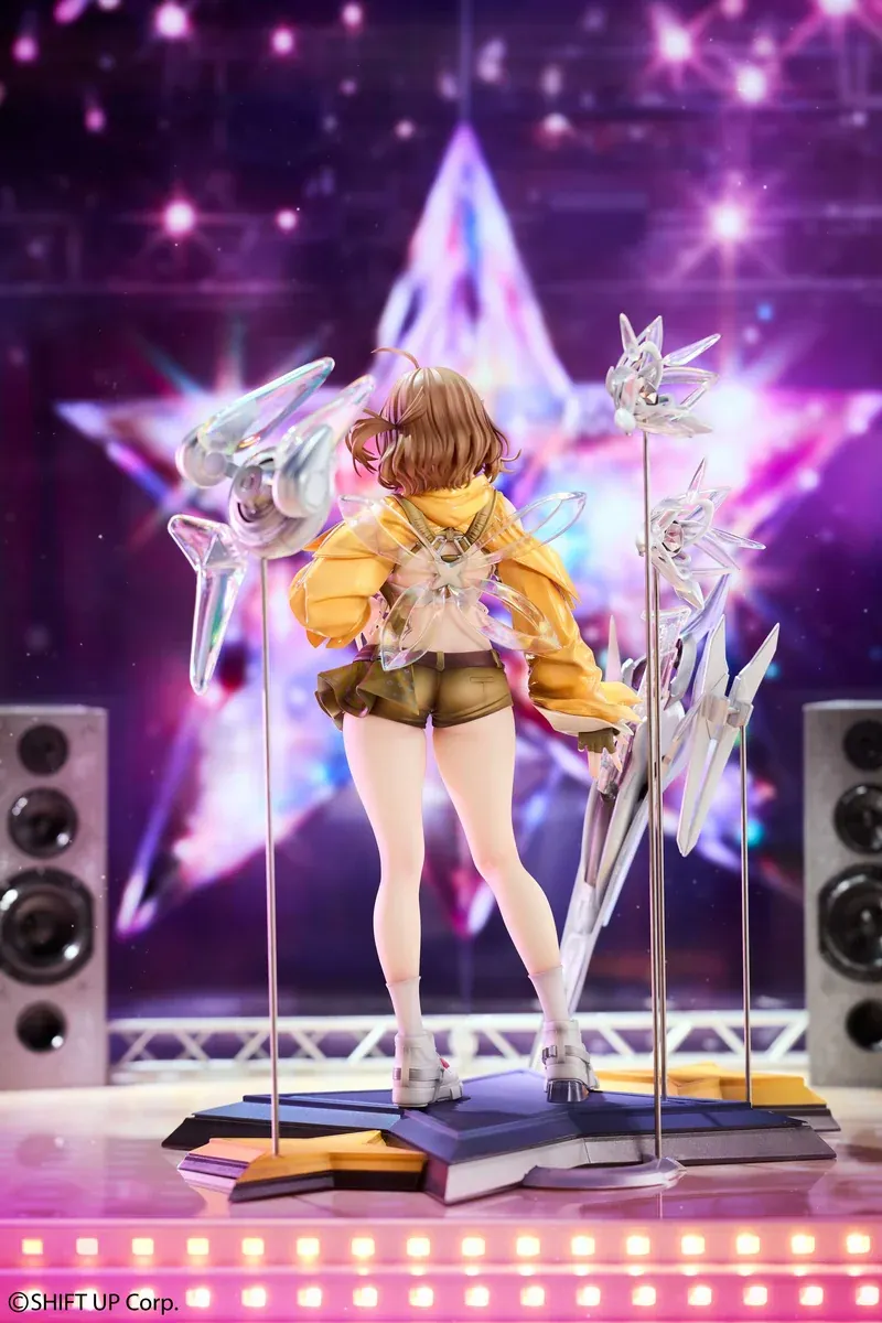 "Authentic 1/7 Idol Anis official statue from NIKKE, showcasing her vibrant idol performance and dynamic pose from various angles by Hobby Sakura."