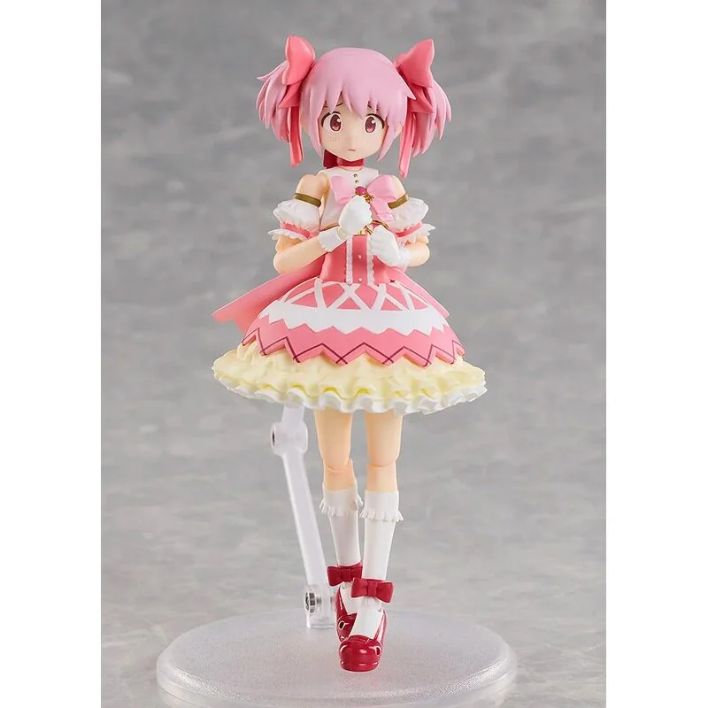 "BUZZmod Madoka Kaname movable figure gallery. See dynamic poses and vibrant magical girl transformation details from multiple angles, highlighting."