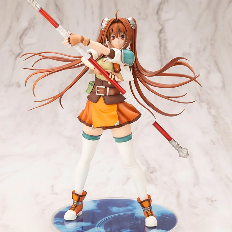 "Estelle Bright Kotobukiya statue from Trails in the Sky, captured in a vibrant, dynamic pose showcasing her energetic and adventurous spirit."