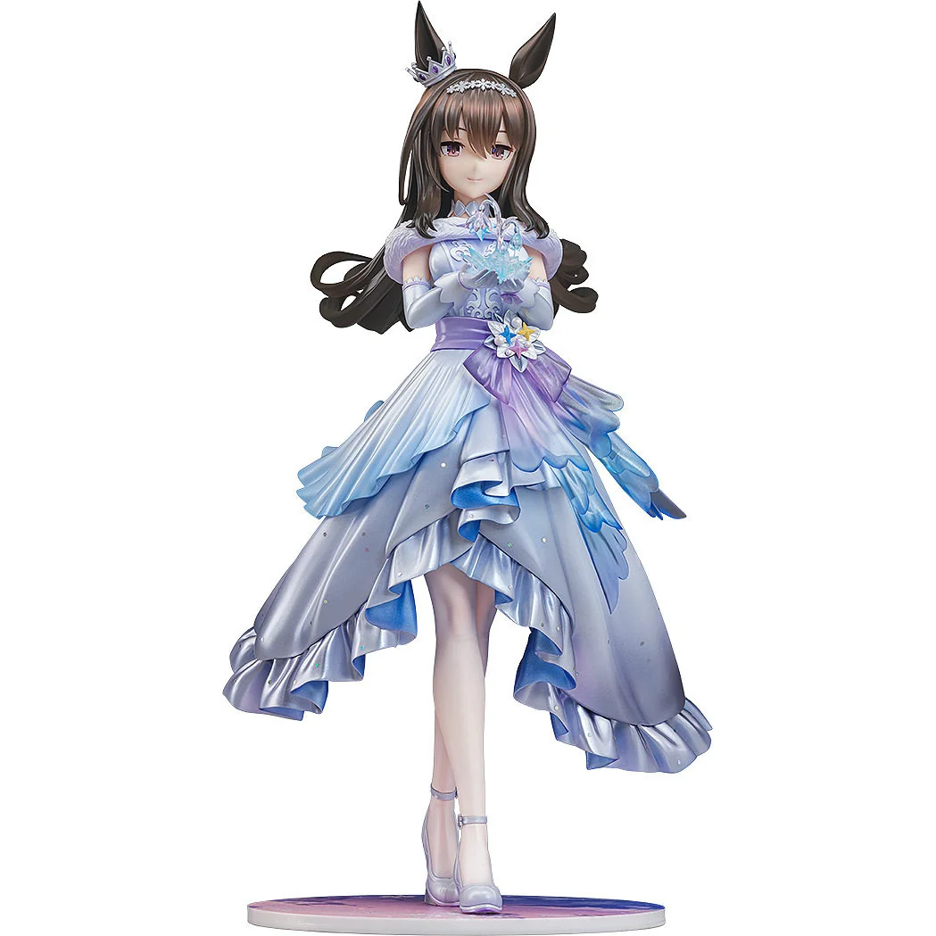 "Glacialis Vega Uma Musume figure, an exquisite Phat! Studio statue showcasing dynamic elegance with an ethereal ice-themed gown and crystal base."