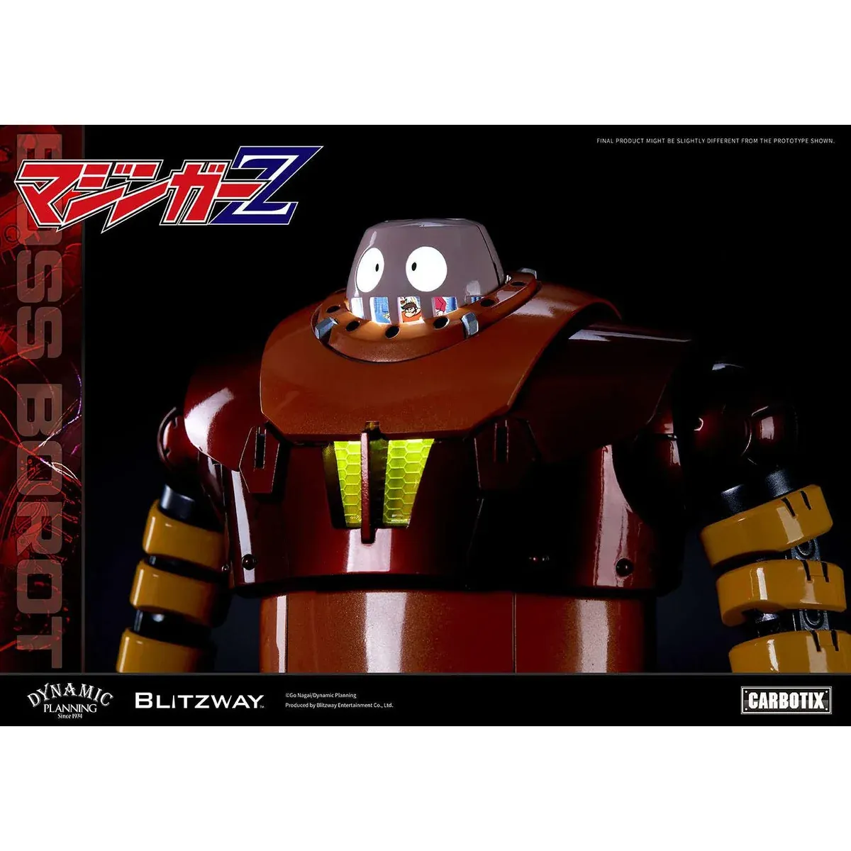 "Official Blitzway Mazinger Z Boss Robot statue from multiple angles, showcasing its robust design and intricate mecha details."