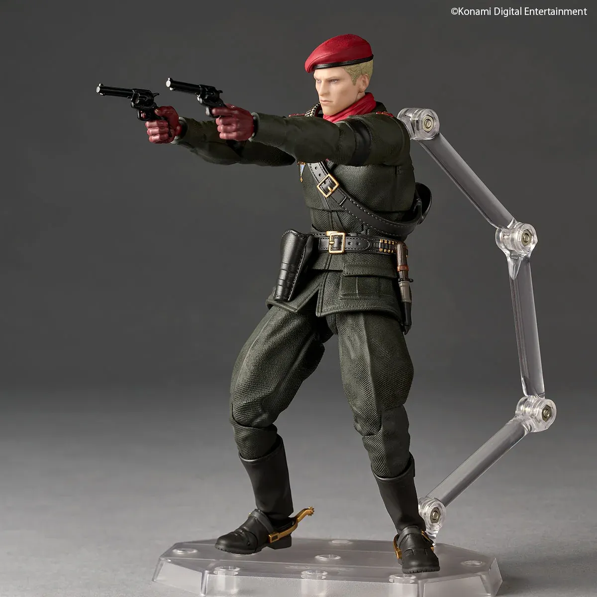 "Revolver Ocelot movable figure by Kaiyodo Studio. Dynamic articulation allows iconic Metal Gear Solid gunslinger poses, detailed from multiple angles."